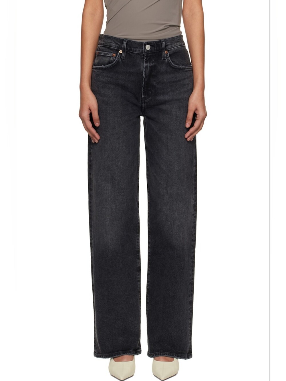 AGOLDE Harper Jean Mid Rise Relaxed Straight Jeans In Hush(washes Black)  33 - Picture 9 of 16